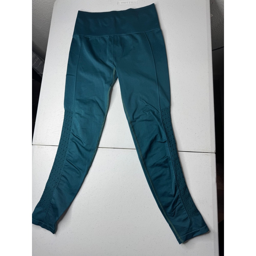Fabletics Womens Teal Green Seamless Mesh High Waisted Leggings Size S LG1933015